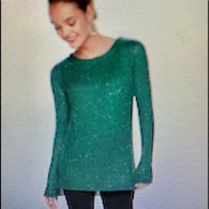Shimmering emerald green holiday sweater